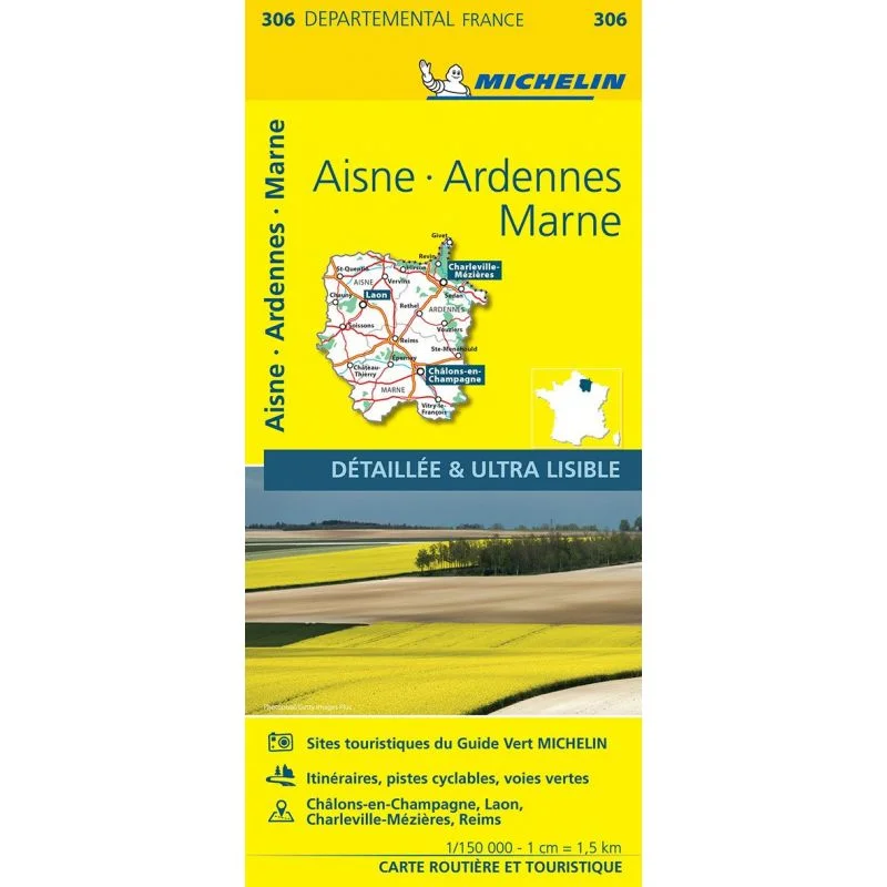 Carte Michelin 306 Aisne, Ardennes et Marne — recto