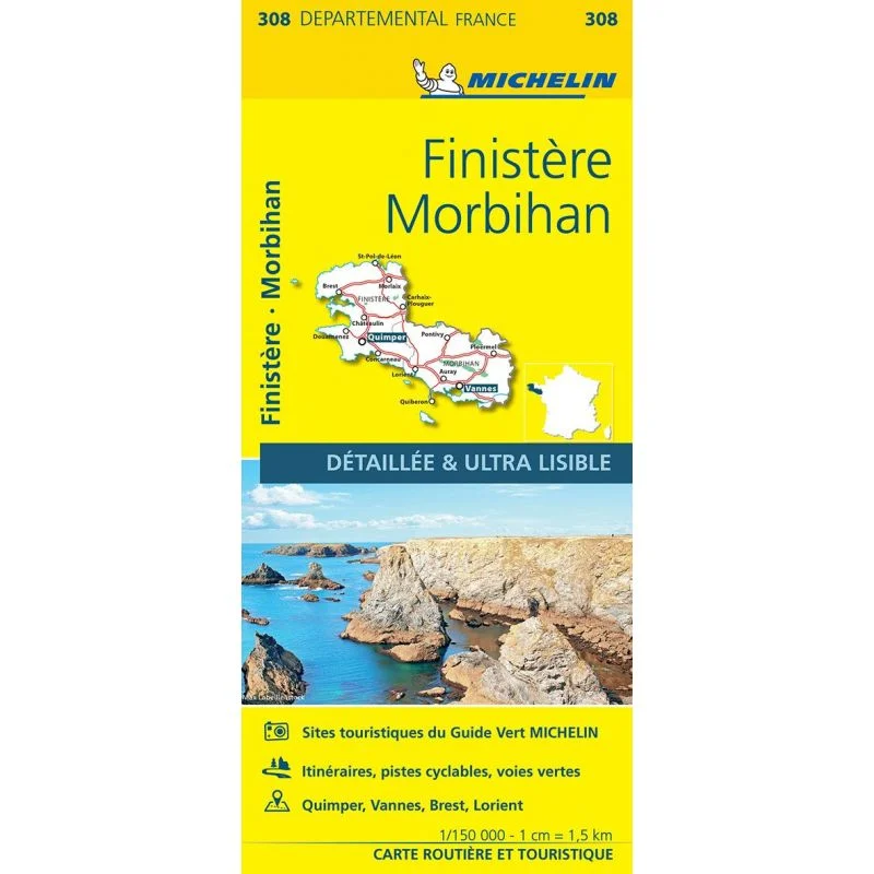 Carte Michelin 308 Finistère et Morbihan — recto