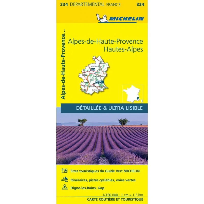 Carte Michelin 334 Alpes-de-Haute-Provence et Hautes-Alpes — recto