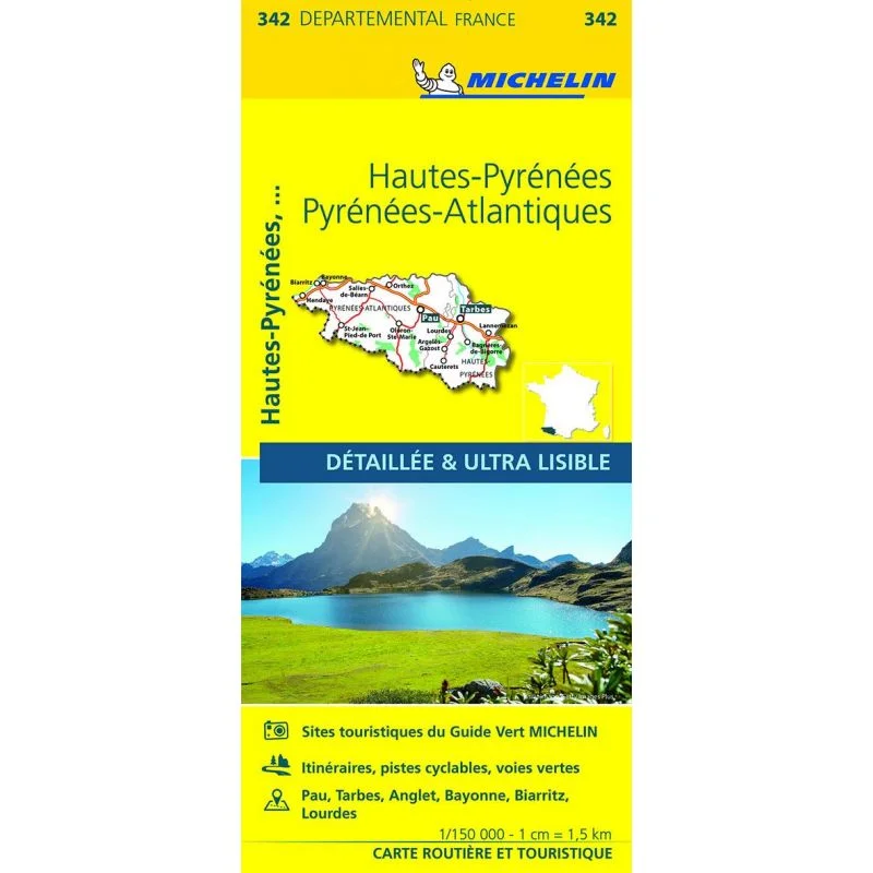 Carte Michelin 342 Hautes-Pyrénées et Pyrénées-Atlantiques — recto