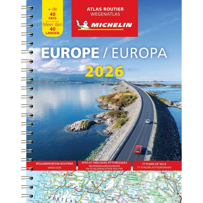 Atlas routier et touristique Europe 2026 Michelin, spirale — recto