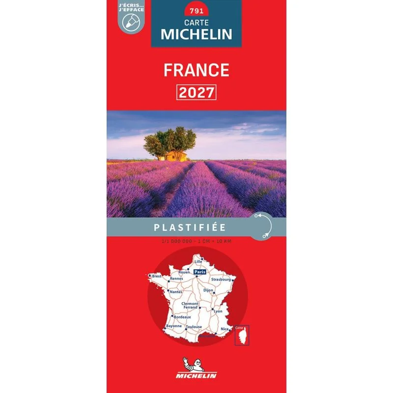 Carte de France plastifiée Michelin 791, édition 2027 — recto