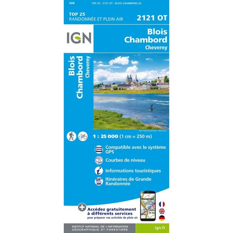 Carte IGN Blois Chambord Cheverny 2121OT – TOP 25 (édition 2022)