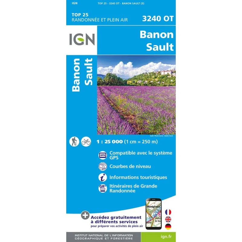 Carte IGN Banon Sault Plateau de Saint Christol 3240OT Série Top 25