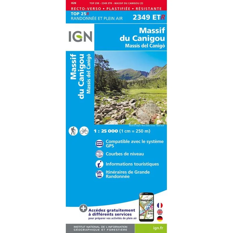 Carte IGN Massif Canigou 2349ETR – TOP 25 Résistante (édition 2023)