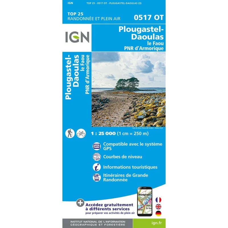 Carte IGN Plougastel Daoulas le Faou Parc Armorique 0517OT Série Top 25