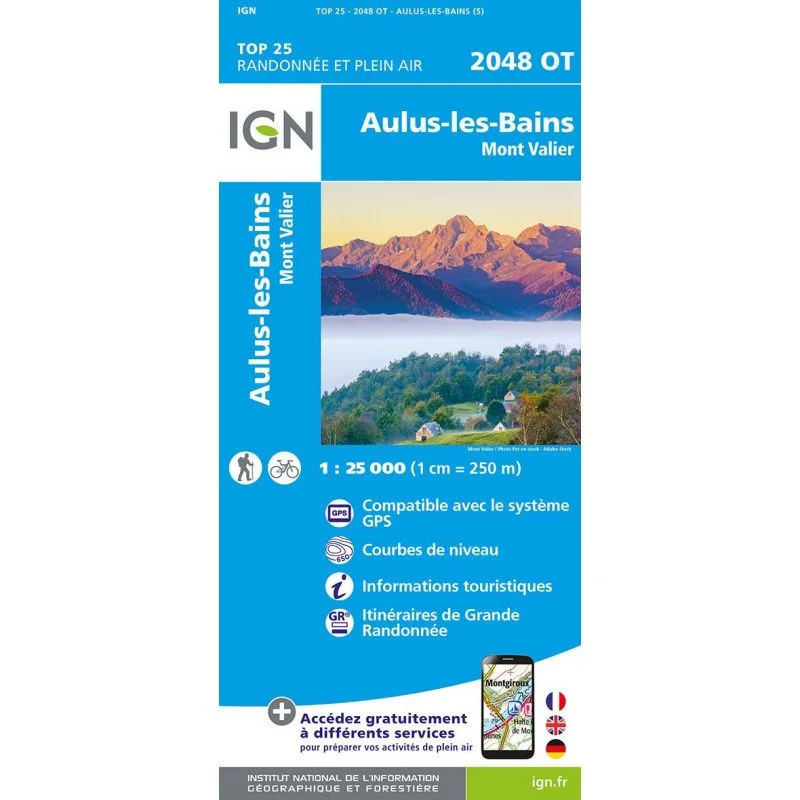 Carte IGN Aulus les Bains 2048OT Série Top 25
