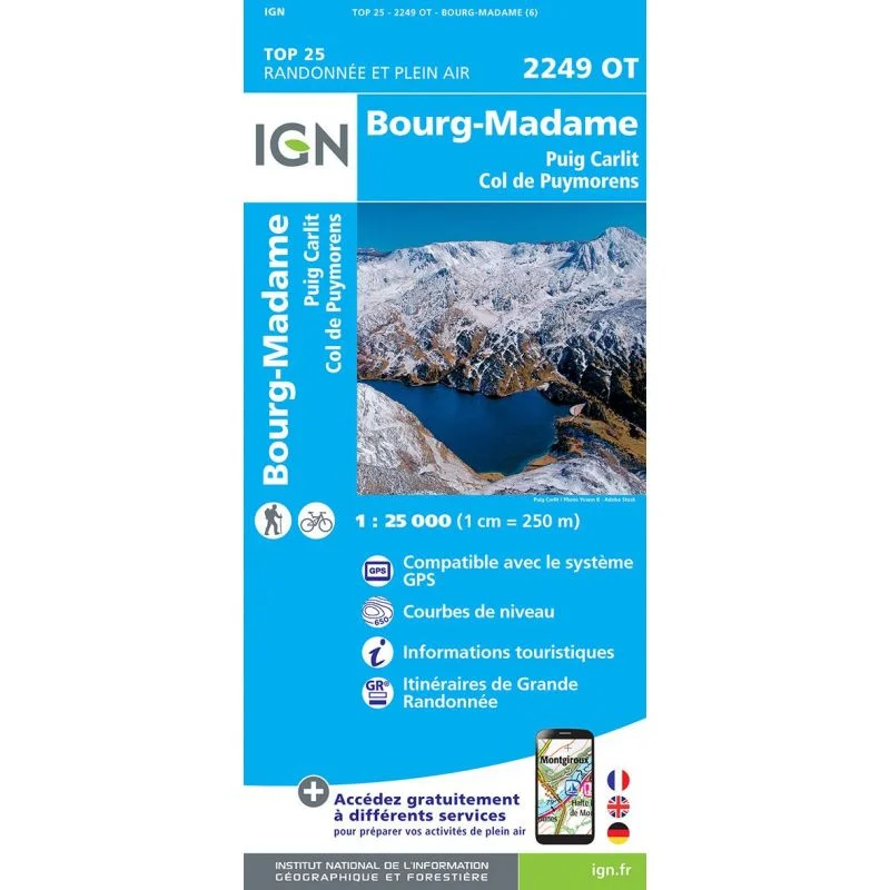 Carte IGN Bourg Madame Col Puymorens 2249OT Série Top 25
