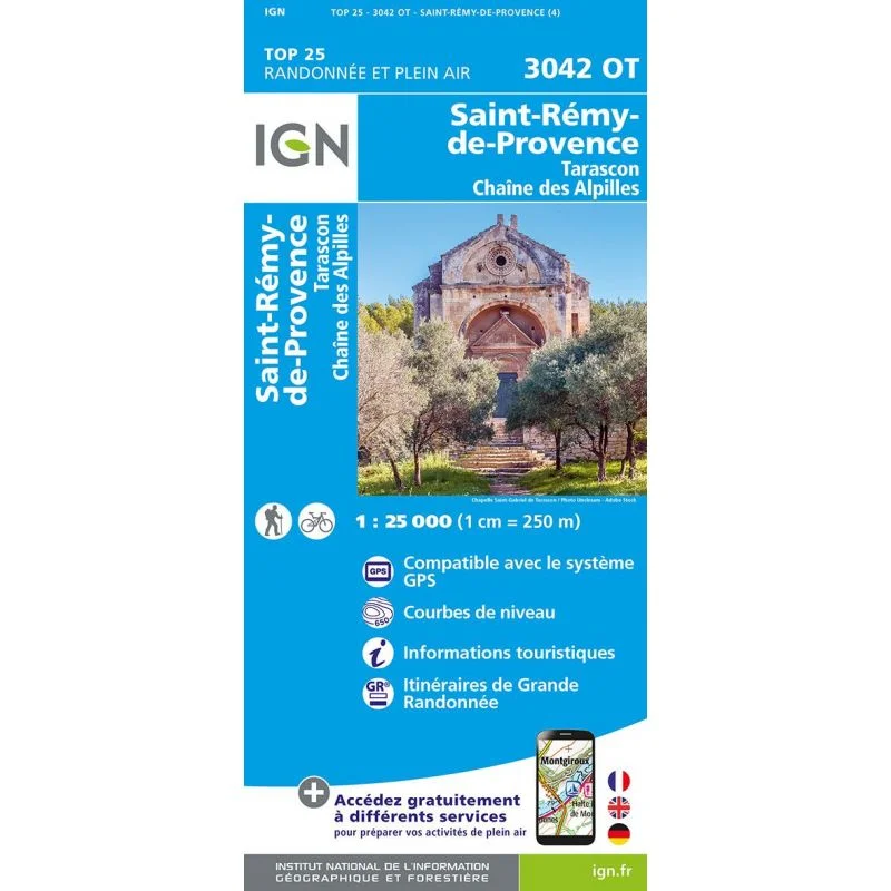 Carte IGN Tarascon Saint Remy de Provence Alpilles 3042OT – TOP 25 (édition 2023)