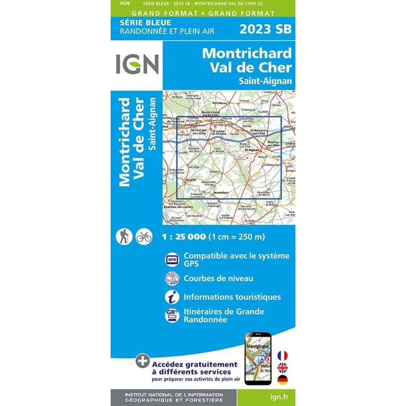 Carte Randonnée Montrichard - Saint Aignan | Série Bleue IGN