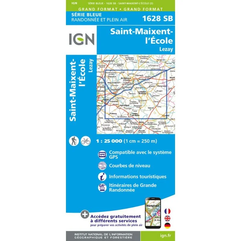 Carte Randonnée Saint Maixent l'Ecole - Lezay | Série Bleue IGN