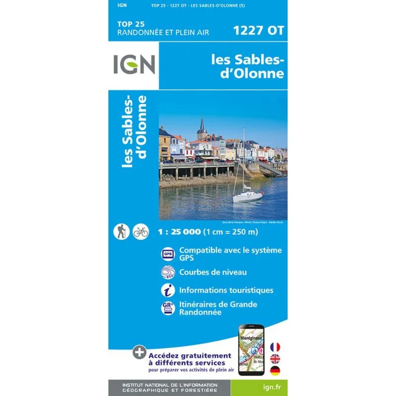 Carte IGN Sables d'Olonne 1227OT Série Top 25