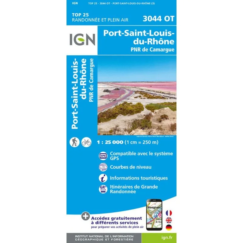 Carte IGN Camargue Port Saint Louis Parc National Camargue 3044OT Série Top 25