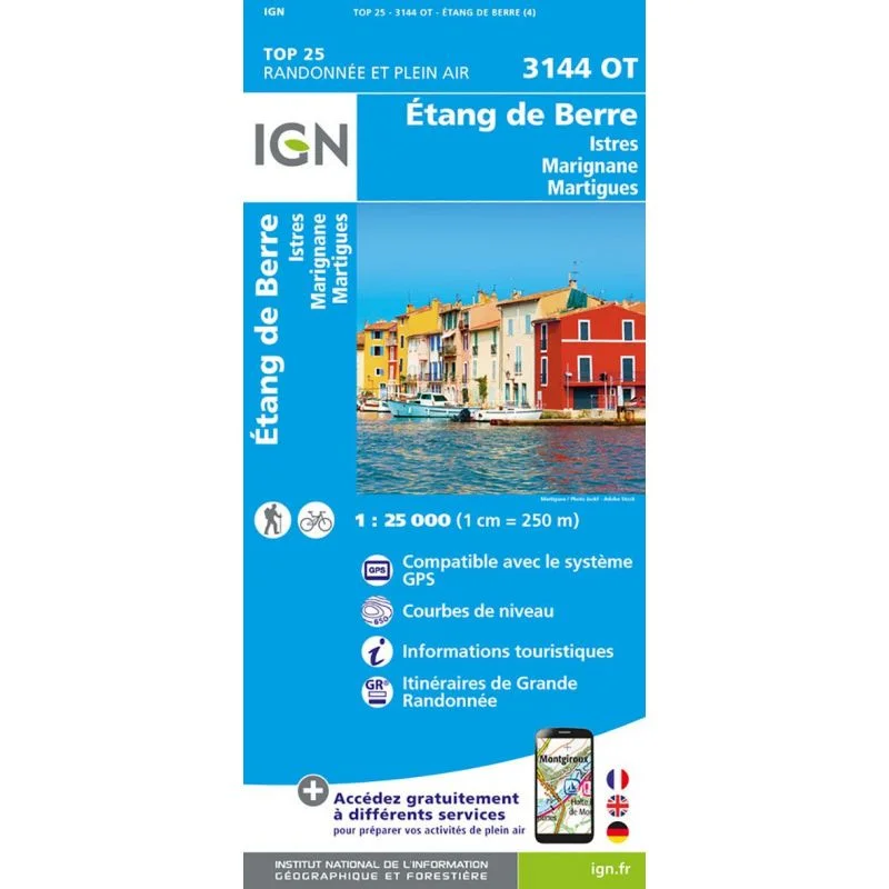 Carte IGN Etang Berre Istres Marignane Martigues 3144OT Série Top 25