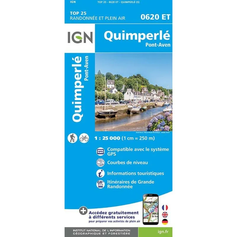 Carte IGN Quimperle Pont Aven 0620ET Série Top 25