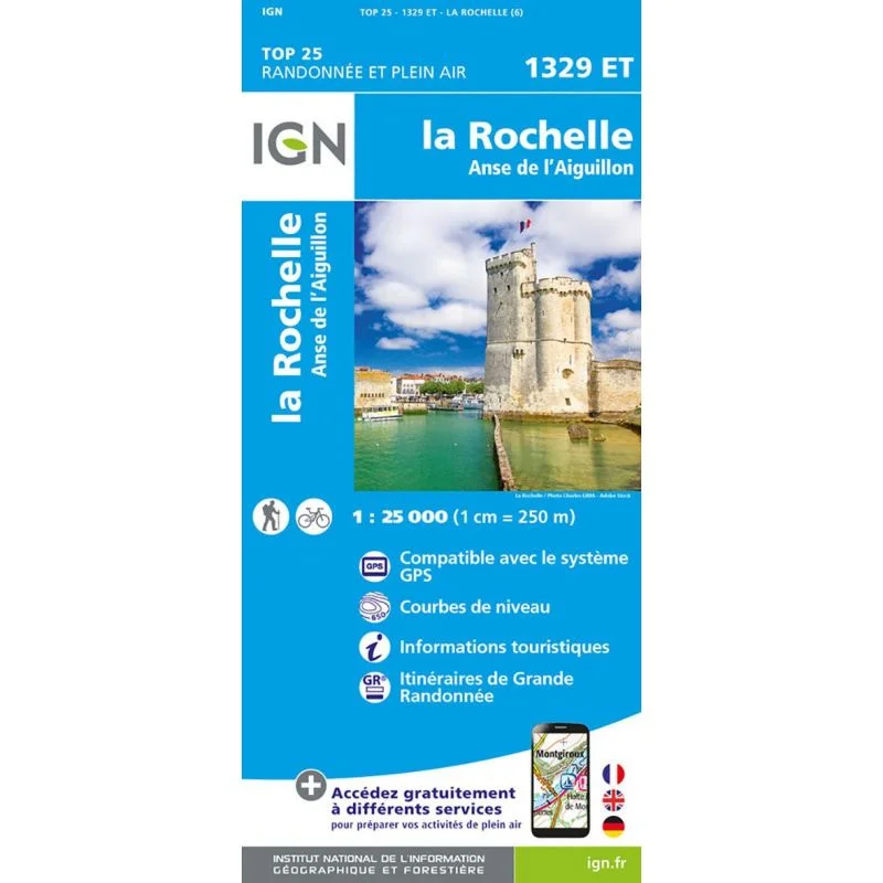 Carte IGN la Rochelle Anse de l'Aiguillon 1329ET Série Top 25