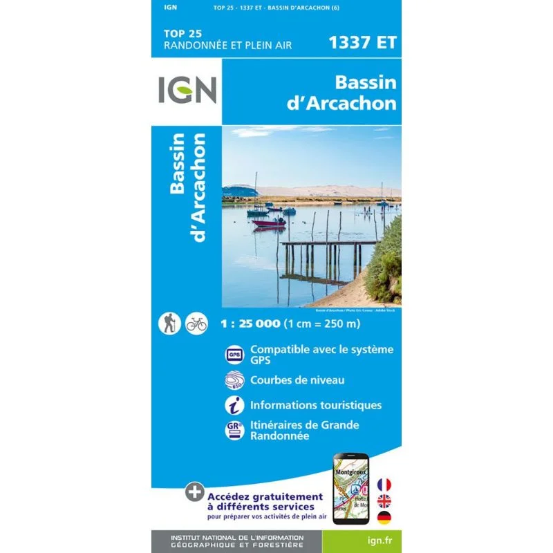 Carte IGN Bassin d'Arcachon 1337ET Série Top 25