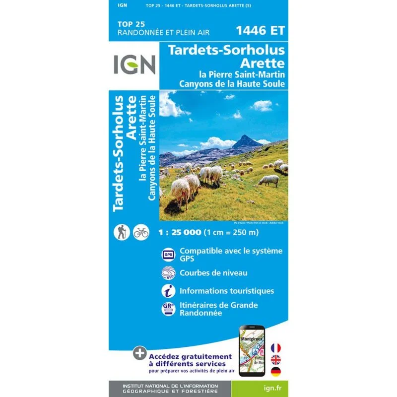 Carte IGN Tardets Sorholus Arette 1446ET Série Top 25