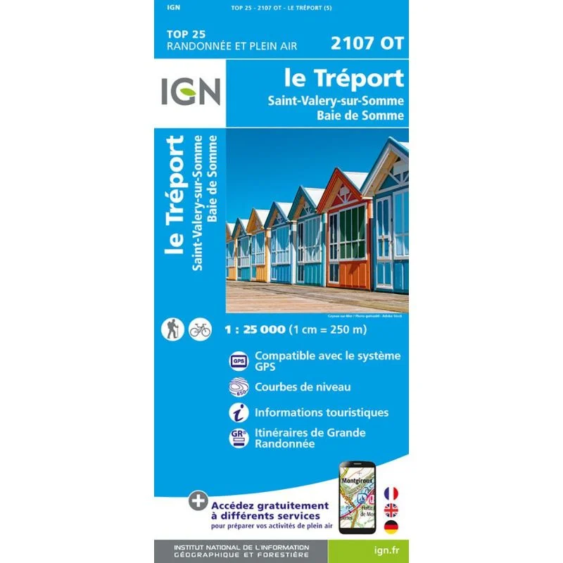 Carte IGN le Treport Saint Valery sur Somme 2107OT – TOP 25 (édition 2024)