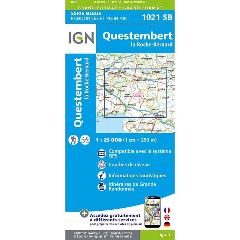 Carte Randonnée Questembert / La Roche Bernard | Série Bleue IGN