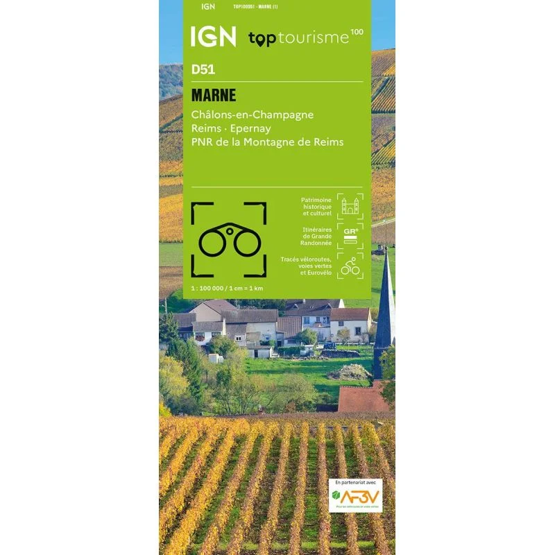 Carte IGN Marne TOP100D51 – TOP 100