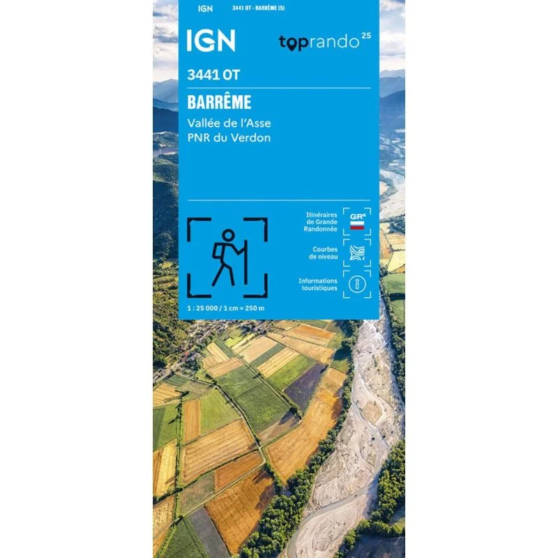 Carte IGN Barreme Vallee de l'Asse PNR du Verdon 3441OT – TOP 25