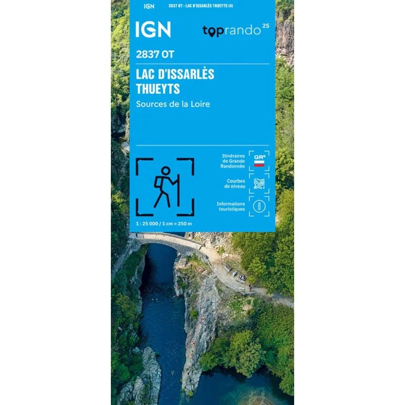 Carte IGN Lac Issarles Thueyts Sources de la Loire 2837OT – TOP 25