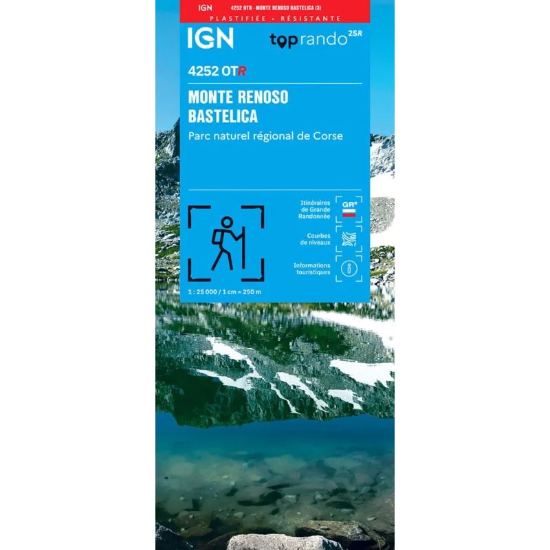Carte IGN Monte Renoso Bastelica PNR de Corse 4252OTR – TOP 25 Résistante