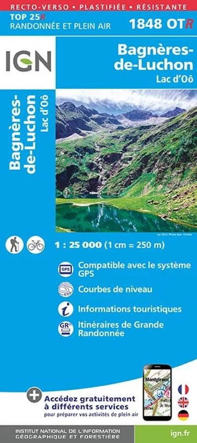 Carte IGN 1848OTR Luchon Resistante | Lac d'Oo, Pic Perdiguere, GR10