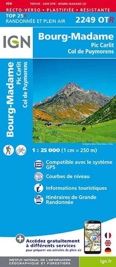 Carte IGN 2249OTR Bourg Madame Resistante | Pic Carlit, Puymorens, GR10