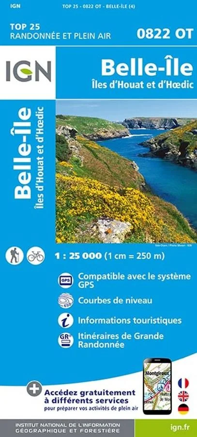 Carte IGN Belle Ile Houat Hoedic 0822OT Série Top 25