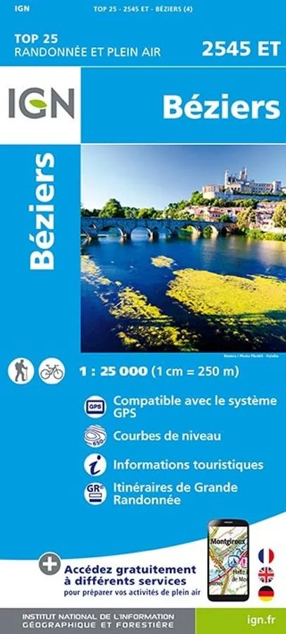Carte IGN Beziers 2545ET Série Top 25