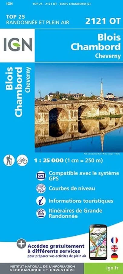 Carte IGN Blois Chambord Cheverny 2121OT Série Top 25