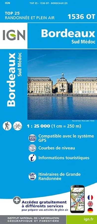 Carte IGN Bordeaux Sud Medoc 1526OT Série Top 25