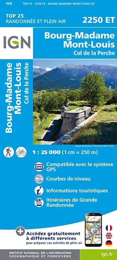 Carte IGN Bourg Madame Mont Louis Col de la Perche 2250ET Série Top 25