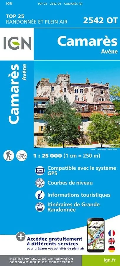 Carte IGN Camarès Avène 2542OT Série Top 25