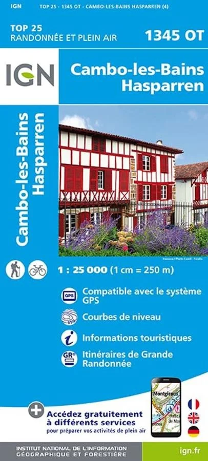 Carte IGN Cambo les Bains 1345OT Série Top 25