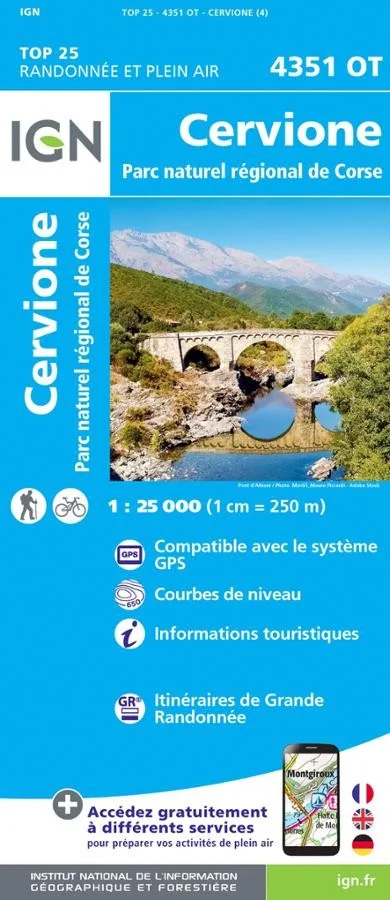 Carte IGN Cervionne 4351OT Série Top 25
