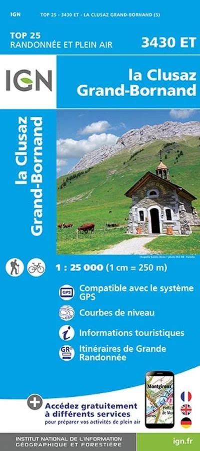 Carte IGN la Clusaz Grand Bornand 3430ET Série Top 25