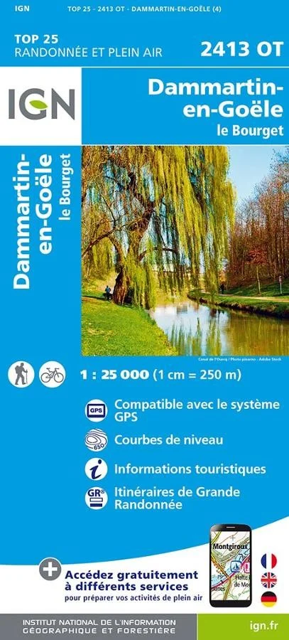 Carte IGN Dammartin en Geole 2413OT Série Top 25