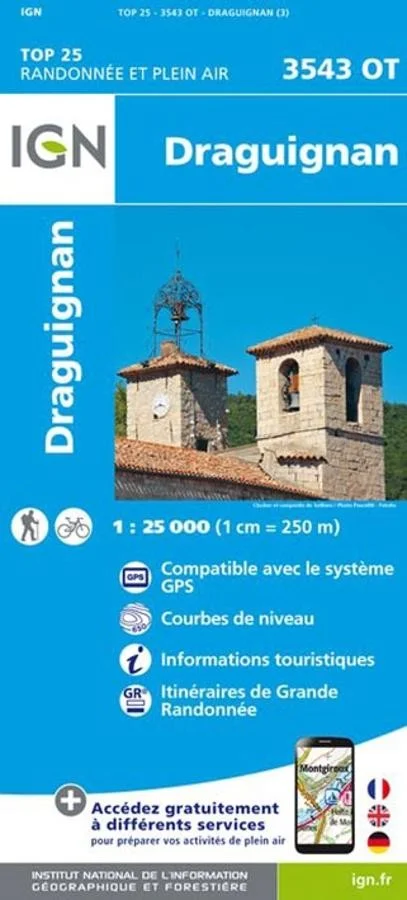 Carte IGN Draguignan 3543OT Série Top 25