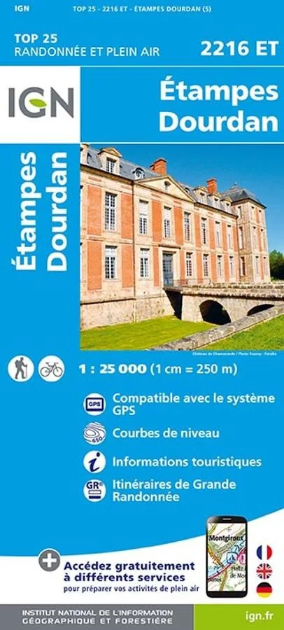 Carte IGN Etampes Dourban 2216ET Série Top 25