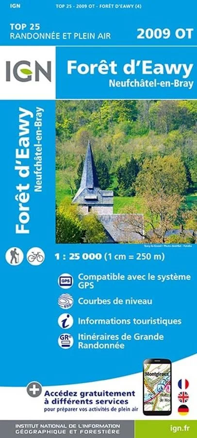 Carte IGN Foret Eawy Neufchatel en Bray 2009OT Série Top 25