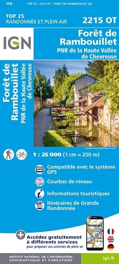 Carte IGN Foret Rambouillet Parc National Haute Vallee Chevreuse 2215OT Série Top 25