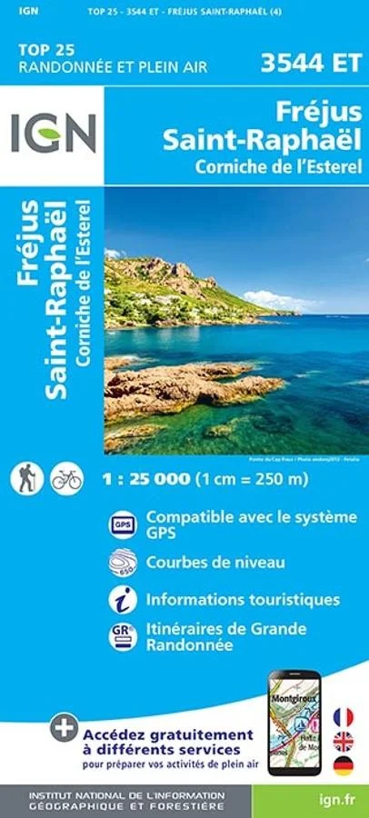 Carte IGN Frejus Saint Raphael Cote Azur 3544ET Série Top 25