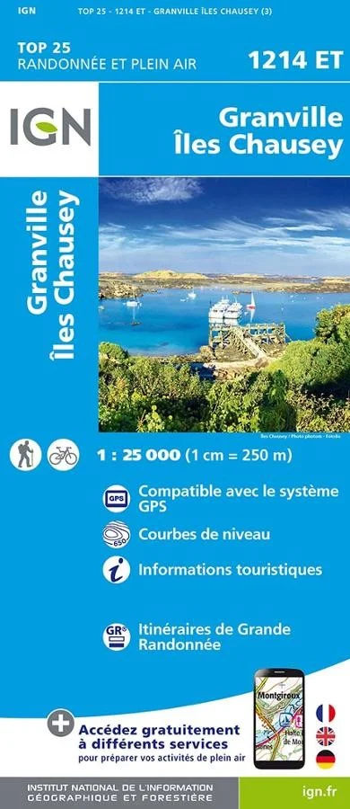 Carte IGN Granville Iles Chaussey 1214ET Série Top 25