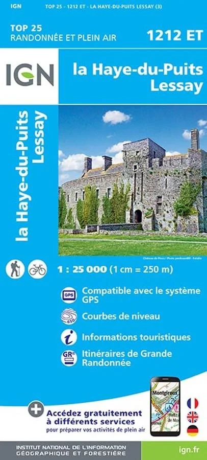 Carte IGN la Haye du Puits Lessay 1212ET Série Top 25