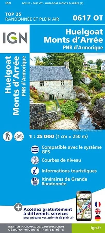 Carte IGN Huelgoat Monts Arree Parc Armorique 0617OT Série Top 25
