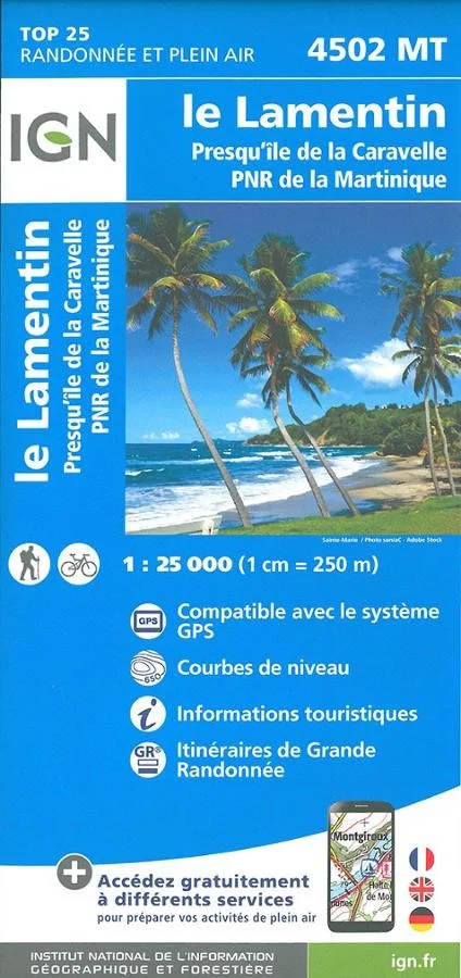 Carte IGN Lamentin Sainte Marie Francois la Caravelle 4502MT Série Top 25 — recto