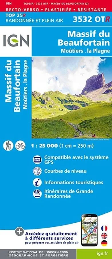 Carte IGN Massif Beaufortain 3532OTR Série Top 25 Résistante